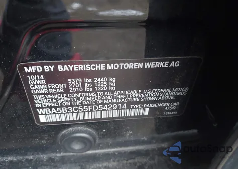 2015 BMW 535I xDrive z USA, uszkodzony, nr VIN WBA5B3C55FD542914